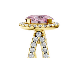 Yellow gold Fancy Pink Oval  Cut Halo Split Shank Pave Set Ring_67