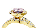 Yellow gold Fancy Pink Oval  Cut Halo Split Shank Prong Setting Ring_16