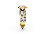 Yellow gold Fancy Pink Oval  Cut Halo Split Shank Prong Setting Ring_59