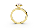 Yellow gold Fancy Pink Oval  Cut Halo Split Shank Prong Setting Ring_60