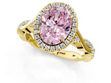 Yellow gold Fancy Pink Oval Cut Halo Twist Band with Four-Prong Setting_13