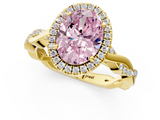 Yellow gold Fancy Pink Oval  Cut Halo Twisted Band Four-Prong Ring_21