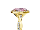 Yellow gold Fancy Pink Oval  Cut Halo Twisted Band Four-Prong Ring_25