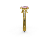 Yellow gold Fancy Pink Oval  Cut Milgrain Channel Set Engagement Ring with Solitaire Prong Setting_65