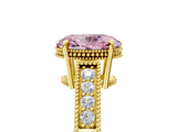 Yellow gold Fancy Pink Oval  Cut Milgrain Channel Set Engagement Ring with Solitaire Prong Setting_68