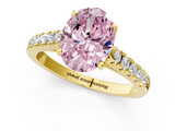 Yellow gold Fancy Pink Oval  Cut Pavé Band Solitaire Ring with Four-Prong Setting_26