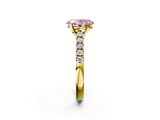 Yellow gold Fancy Pink Oval  Cut Pavé Band Solitaire Ring with Four-Prong Setting_27