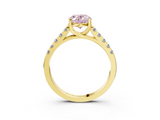 Yellow gold Fancy Pink Oval  Cut Pavé Band Solitaire Ring with Four-Prong Setting_28