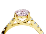 Yellow gold Fancy Pink Oval  Cut Pavé Band Solitaire Ring with Four-Prong Setting_29