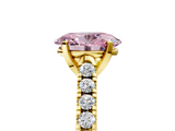 Yellow gold Fancy Pink Oval  Cut Pavé Band Solitaire Ring with Four-Prong Setting_30
