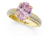 Yellow gold Fancy Pink Oval  Cut Pave Diamond Engagement Ring with Channel Set Band and Four-Prong Setting_21