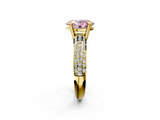 Yellow gold Fancy Pink Oval  Cut Pave Diamond Engagement Ring with Channel Set Band and Four-Prong Setting_22