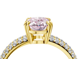 Yellow gold Fancy Pink Oval  Cut Pave Diamond Engagement Ring with Channel Set Band and Four-Prong Setting_24