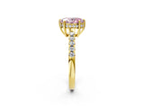 Yellow gold Fancy Pink Oval Cut Solitaire Diamond Engagement Ring with Pavé Band and Six-Prong Setting_14