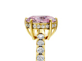 Yellow gold Fancy Pink Oval Cut Solitaire Diamond Engagement Ring with Pavé Band and Six-Prong Setting_17