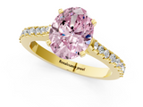 Yellow gold Fancy Pink Oval  Cut Solitaire Diamond Engagement Ring with Pave Band and Four-Prong Setting_182