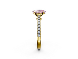 Yellow gold Fancy Pink Oval  Cut Solitaire Diamond Engagement Ring with Pave Band and Four-Prong Setting_183