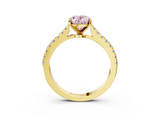 Yellow gold Fancy Pink Oval  Cut Solitaire Diamond Engagement Ring with Pave Band and Four-Prong Setting_184
