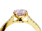 Yellow gold Fancy Pink Oval  Cut Solitaire Diamond Engagement Ring with Pave Band and Four-Prong Setting_185