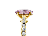 Yellow gold Fancy Pink Oval  Cut Solitaire Diamond Engagement Ring with Pave Band and Four-Prong Setting_186