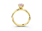 Yellow gold Fancy Pink Oval Cut Solitaire Diamond Engagement Ring with Twisted Pave Band and Four-Prong Setting_6
