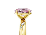 Yellow gold Fancy Pink Oval Cut Solitaire Diamond Engagement Ring with Twisted Pave Band and Four-Prong Setting_8
