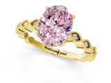 Yellow gold Fancy Pink Oval Cut Solitaire Diamond Ring with Infinity Twist Band and Four-Prong Setting_1