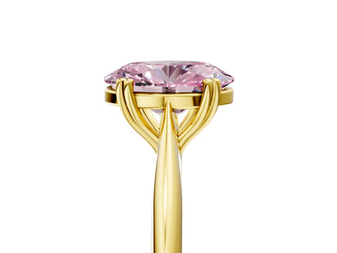 Yellow gold Fancy Pink Oval Cut Solitaire Diamond Ring with Six-Prong Setting and Classic Band_5