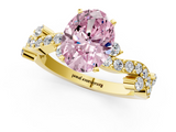 Yellow gold Fancy Pink Oval  Cut Solitaire Diamond Twisted Band with Pave Setting_68