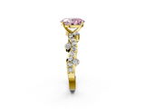 Yellow gold Fancy Pink Oval  Cut Solitaire Diamond Twisted Band with Pave Setting_69