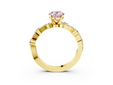 Yellow gold Fancy Pink Oval  Cut Solitaire Diamond Twisted Band with Pave Setting_70
