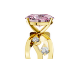 Yellow gold Fancy Pink Oval  Cut Solitaire Diamond with Side Stones on Criss-Cross Band and Four-Prong Setting_8