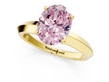 Yellow gold Fancy Pink Oval  Cut Solitaire Engagement Ring with Flat Band and Four-Prong Setting 2