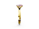 Yellow gold Fancy Pink Oval  Cut Solitaire Engagement Ring with Flat Band and Four-Prong Setting 3