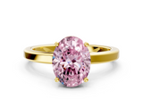 Yellow gold Fancy Pink Oval  Cut Solitaire Engagement Ring with Four-Prong Setting on a Classic Band_20