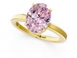 Yellow gold Fancy Pink Oval  Cut Solitaire Engagement Ring with Four-Prong Setting on a Classic Band_21