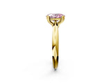 Yellow gold Fancy Pink Oval  Cut Solitaire Engagement Ring with Tapered Band and Four-Prong Setting 2