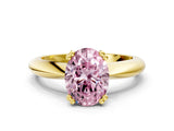 Yellow gold Fancy Pink Oval  Cut Solitaire Engagement Ring with Tapered Band and Four-Prong Setting