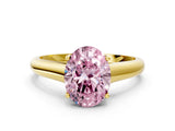 Yellow gold Fancy Pink Oval Cut Solitaire Engagement Ring with Tapered Band and Four-Prong Setting_3