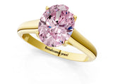 Yellow gold Fancy Pink Oval Cut Solitaire Engagement Ring with Tapered Band and Four-Prong Setting_4