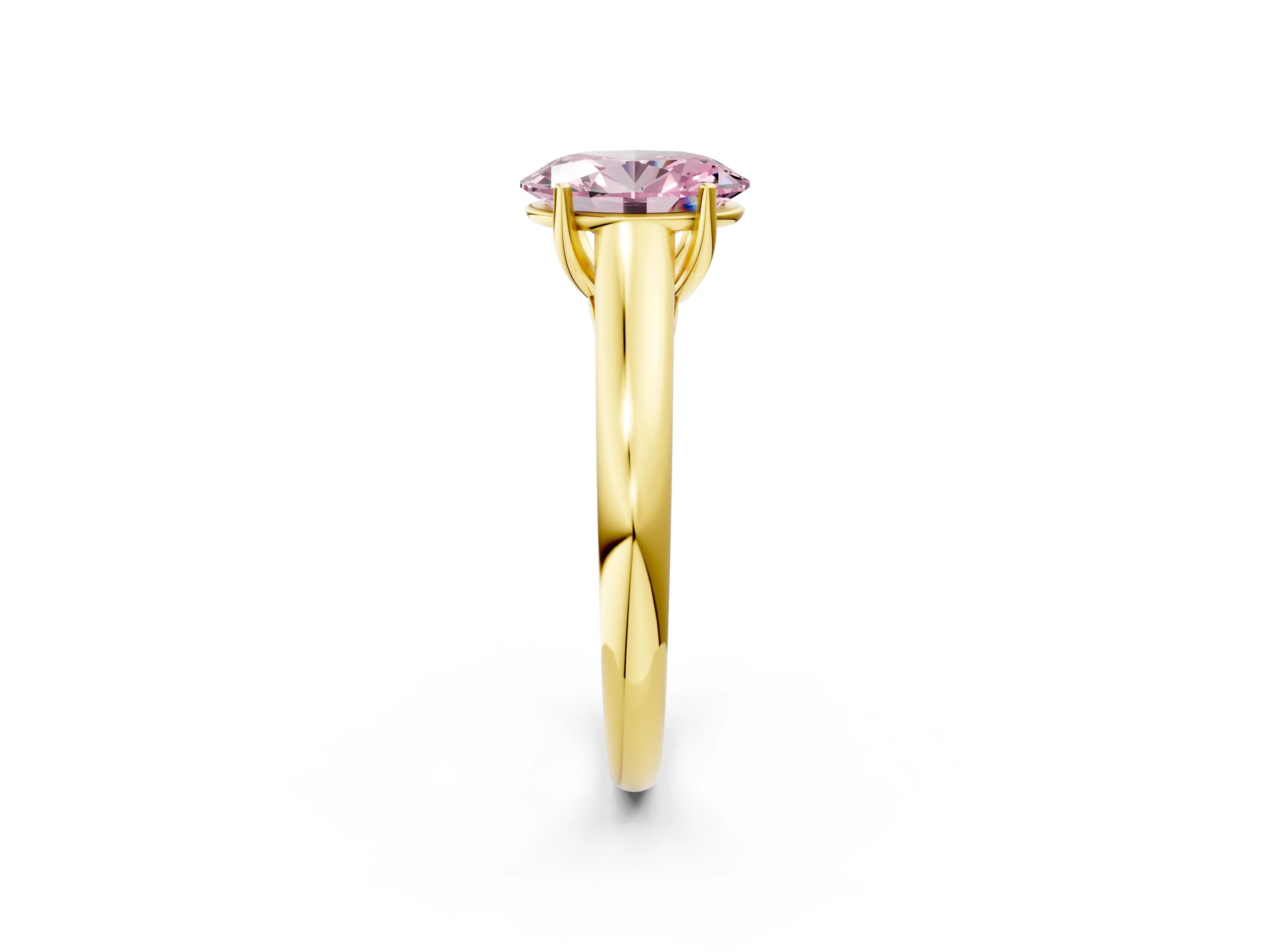 Yellow gold Fancy Pink Oval Cut Solitaire Engagement Ring with Tapered Band and Four-Prong Setting_5