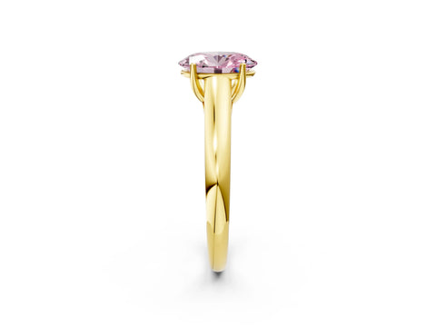 Yellow gold Fancy Pink Oval Cut Solitaire Engagement Ring with Tapered Band and Four-Prong Setting_5