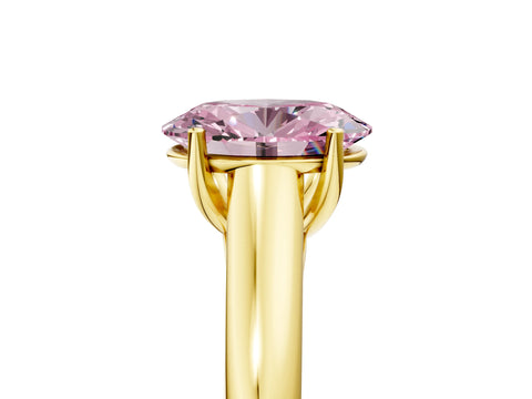 Yellow gold Fancy Pink Oval Cut Solitaire Engagement Ring with Tapered Band and Four-Prong Setting_8