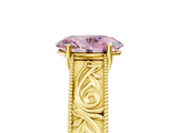 Yellow gold Fancy Pink Oval  Cut Solitaire Engraved Band with Four-Prong Setting_67