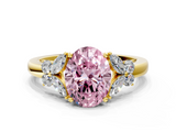 Yellow gold Fancy Pink Oval  Cut Solitaire Floral Diamond Ring with Four-Prong Setting_37