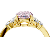Yellow gold Fancy Pink Oval  Cut Solitaire Floral Diamond Ring with Four-Prong Setting_41