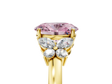 Yellow gold Fancy Pink Oval  Cut Solitaire Floral Diamond Ring with Four-Prong Setting_42