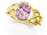 Yellow gold Fancy Pink Oval Cut Solitaire Intertwined Band Prong Setting Ring_1