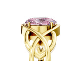 Yellow gold Fancy Pink Oval Cut Solitaire Intertwined Band Prong Setting Ring_5