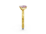 Yellow gold Fancy Pink Oval Cut Solitaire Milgrain Engraved Band with Four-Prong Setting_2